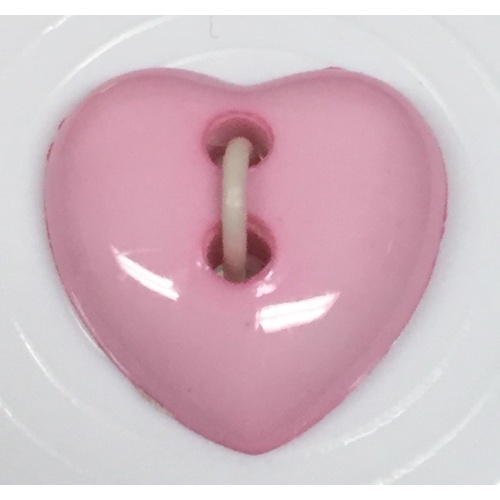 Button - 15mm Heart Pink