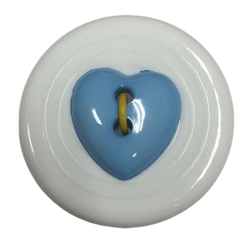 Button - 15mm Heart Blue