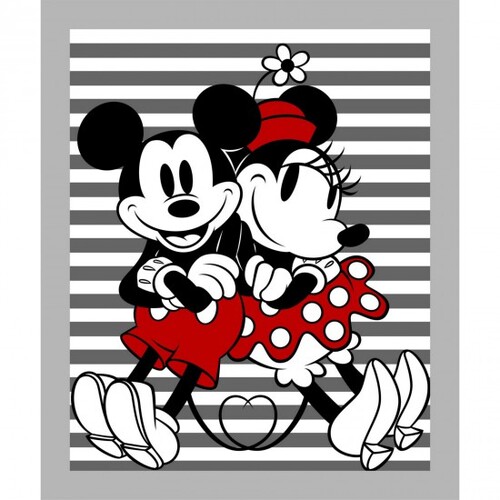 Fabric - Mickey & Minnie Striped Panel 112cm x ~92cm