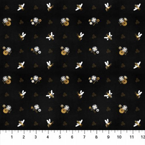 Fat Quarter - Honey Bloom - Bees - 90467-99 - Black