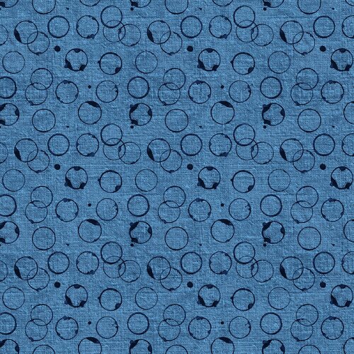 Fabric Piece - Workshop Mug Prints - Blue 45cm x 112cm