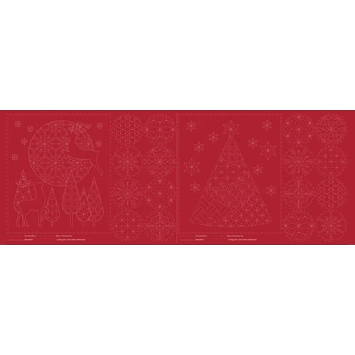 Christmas Sashiko Panel (Red)