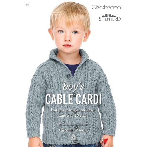 Boys Cable Cardi in Cleckheaton 8 Ply - 152