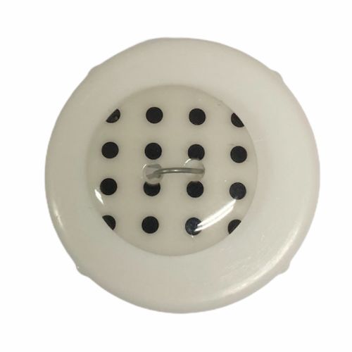 Button - 18mm White/Black Dots ST4368