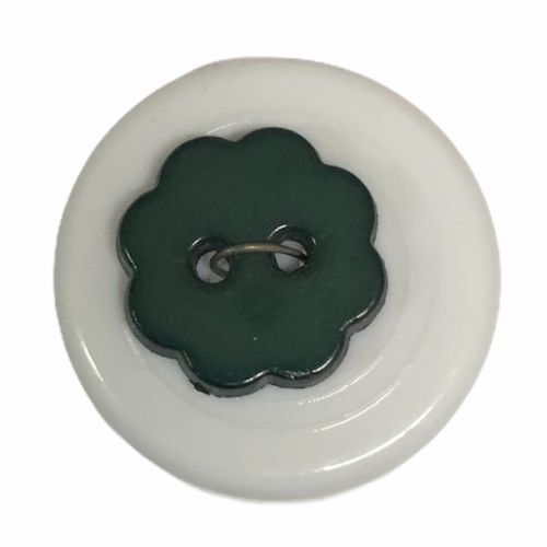 Button - 15mm Green Flower