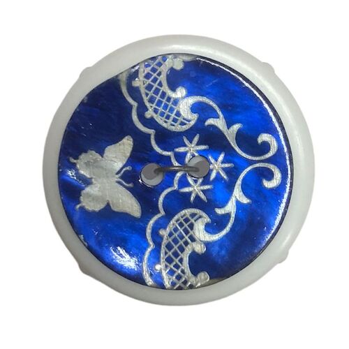 Button - Button- 25mm Blue/White Butterfly ST4403