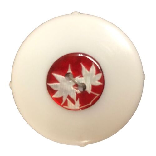 Button - 12mm Red with silver leaves