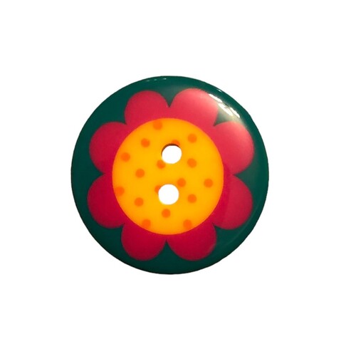 Button - 26mm Flower on Turquoise