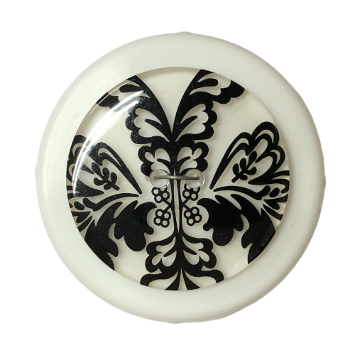 Button - 34mm Black/Clear Round