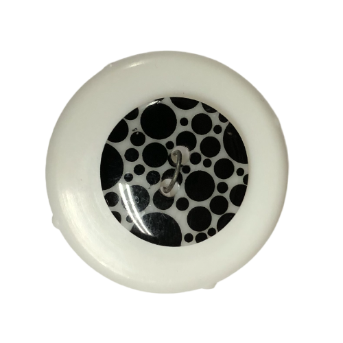 Button - 18mm Black Circles White ST4550