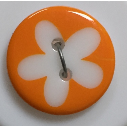 Button - 16mm Orange Pastel Flower