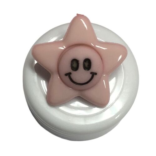 Button - 15mm Pink Flower Smiley Face