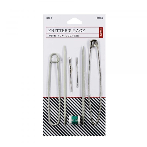 Birch Knitter’s Pack – Stitch Holders, Wool Needles & Row Counter