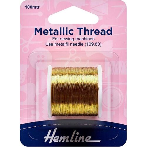 Hemline Metallic Thread Gold 100m