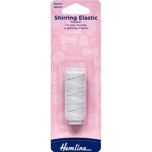 Hemline Shirring Elastic White