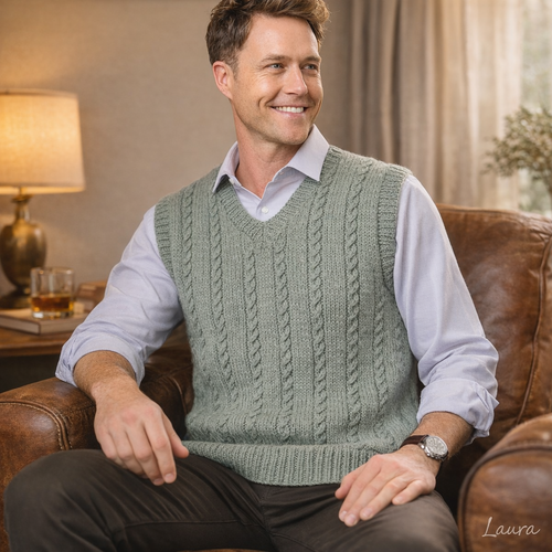 9011 Alpine Vest Knitting Pattern – Men’s Textured Classic