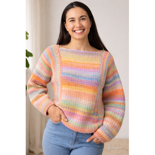 9009 Sunny Sierra Crochet Jumper Pattern – Colourful Women’s Knit