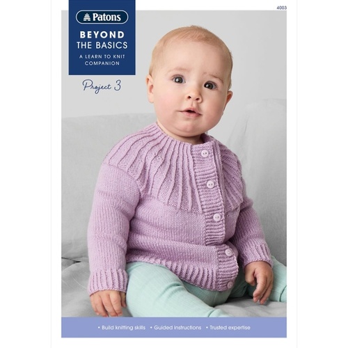 Patons Beyond the Basics Project 3 – Rib Yoke Cardigan 4003