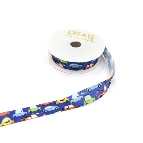 16mm Vehicles Printed Satin Ribbon BRS074