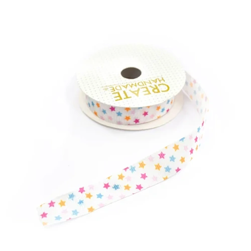 16mm Stars Printed Cross Grain Ribbon BRS078