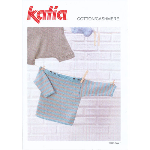 TX589 - Babies Striped Jumper in Katia Cotton/Cashmere