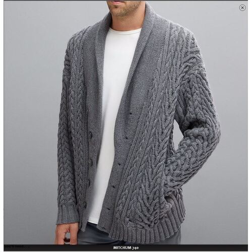 TX740 - Bellissimo 8 ply Mitchum Men's Aran Cardigan