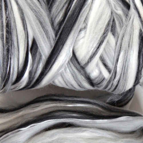 Ashford Tencel/Merino 100g Fibre Pack White/Black/Grey