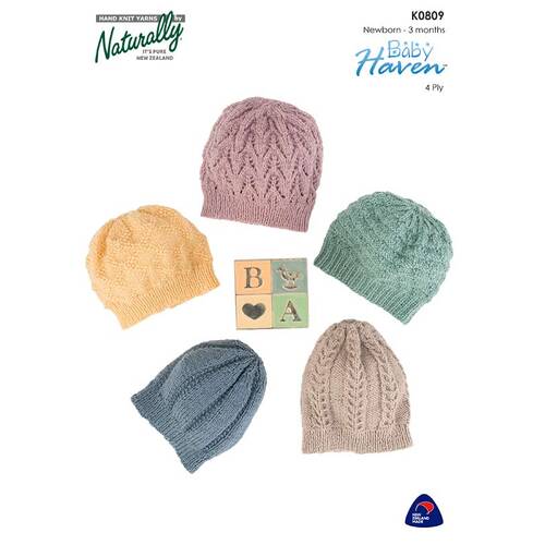 K0809 - Baby's Hats in Baby Haven 4 Ply