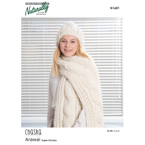 N1601 Sumptuous Cable Scarf & Beanie