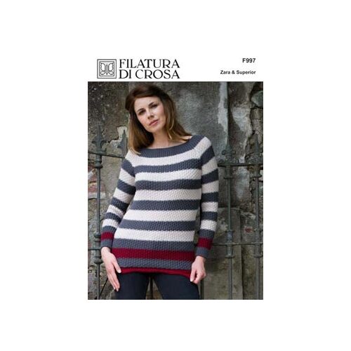 Striped Pullover with Lacy Trimming F997