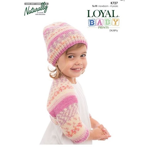 Little Shrug & Hat in Loyal Baby Prints 8 Ply K727