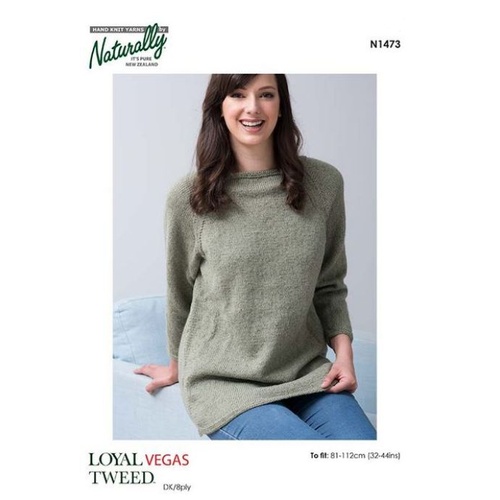 N1473 Raglan Jumper in Loyal Vegas Tweed 8 Ply N1473