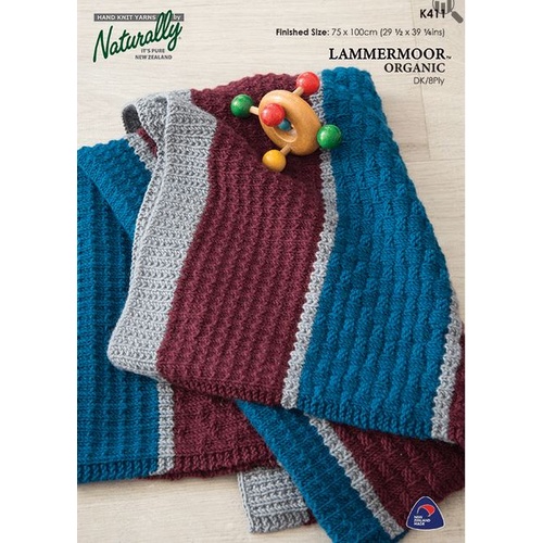 Textured Baby Blanket in Lammermoor Organic DK/8 Ply K411