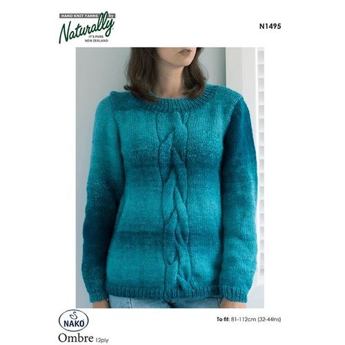Large Cable Sweater in Nako Ombre 12 ply N1495