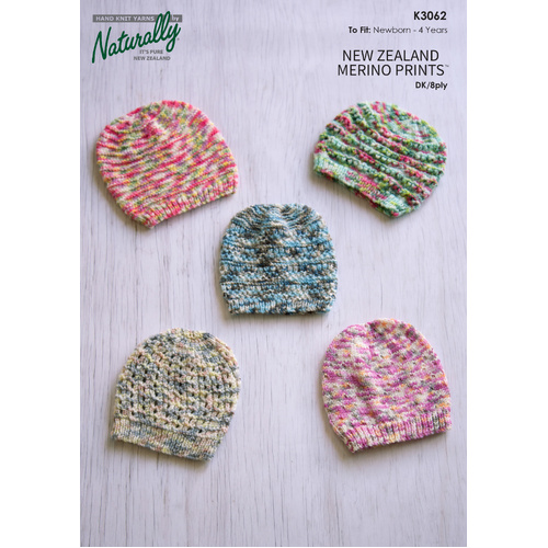 K3062 - Merino Prints Baby Hat Pattern