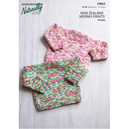 K3063 - Merino Prints Baby Sweater Pattern