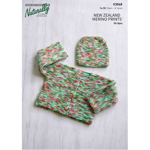 K3068 - Merino Prints Baby Jacket & Hat Pattern