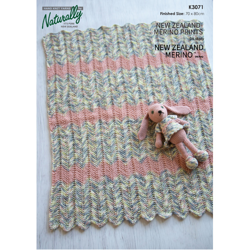 K3071 - Merino Prints Baby Blanket & Bunny Pattern