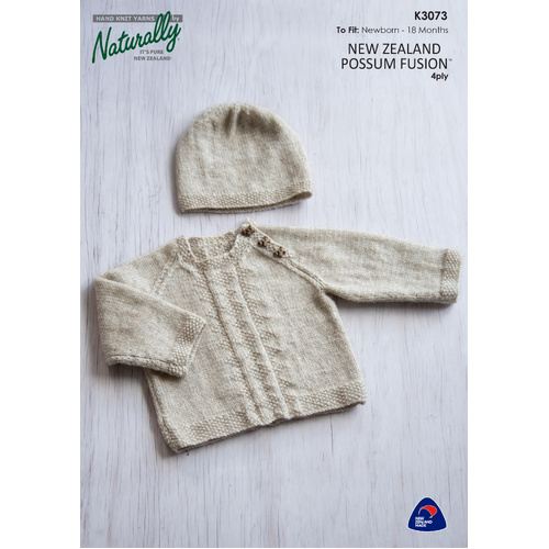 K3073 Baby Cardigan and Hat Knitting Pattern