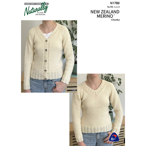 N1780 – Women’s Sweater & Cardigan Pattern (Chunky / 14ply)