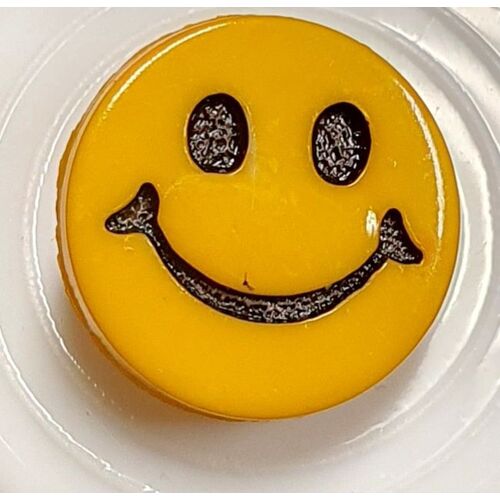 Button - 15mm Yellow Smiley Face Shank