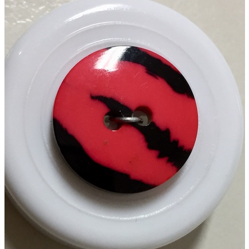 Button - 16mm Black and Pink Zebra