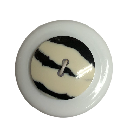 Button - 19mm Black and Cream Tiger