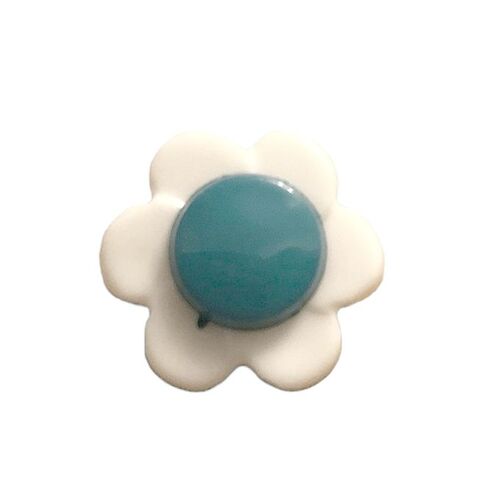 Button - 14mm Flower White/Green