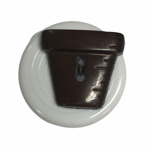 Button - 35mm Flowerpot Brown