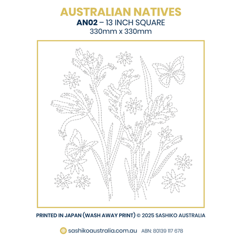 Australian Native Flowers – AN02 Sashiko Panel