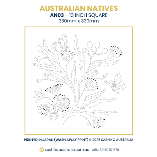 Australian Native Flowers – AN03 Sashiko Panel