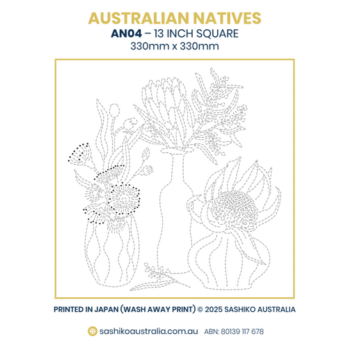 Australian Native Flowers – AN04 Sashiko Panel