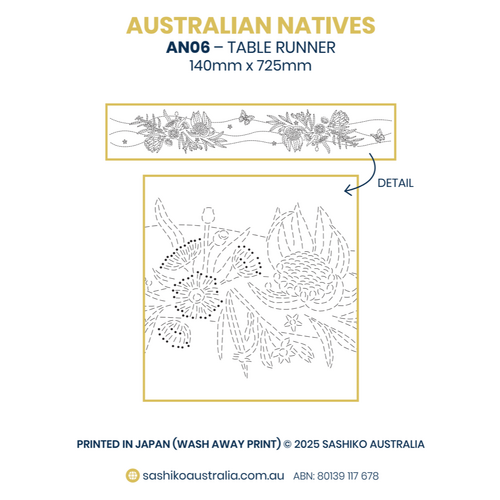 Australian Native Flowers – AN06 Sashiko Table Runner
