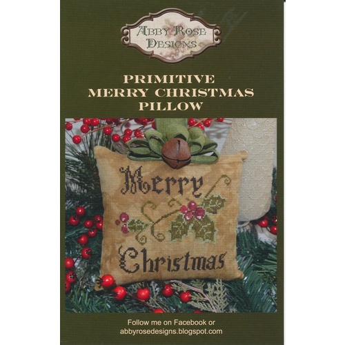 Primitive Merry Christmas Pillow Cross Stitch Pattern